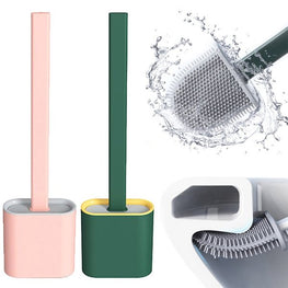 1 Pc Deep-cleaning Toilet Brush And Holder Set For Bathroom, Silicone Toilet Bowl Brush Non-slip Long Plastic Handle, Flat Head Brush Head To Clean Toilet Corner Easily (random Color)