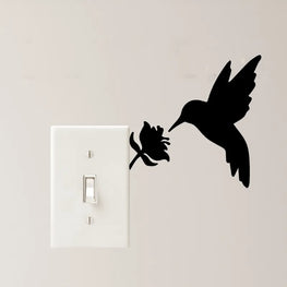 Wooden Hummingbird Flower Wall Sticker