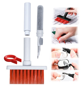 Soft Brush 5 in 1 Multi-Function Cleaning Tools Kit for Keyboard Earphone Cleaner Soft High-Density Brush Set (Random Color)