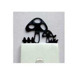 Black Mushroom Wooden Wall Sticker