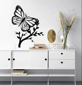 Wooden Butterfly &amp; Tree Wall Decoration