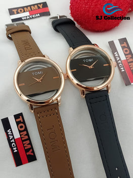 Tomi Watch Leather Strap With Normal Box ( random color)