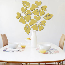 Flower and Leaf Acrylic Wall Stickers