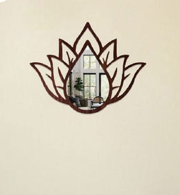 Bold Lotus Mirror | Floral Wooden Decor | Wooden Wall Mirror