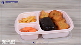 Meal-it Box - Large - 1000ml - Lunch Box With Three Portions/Compartment (Random Color)