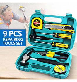 9 Pcs Vehicle Maintenance Kits Automotive Kit Combination Set of Automotive Supplies Spare Tools Home Hardware Hand Tool Set Portable Car Kit Plastic Storage Case Repair Simple Combination Manual Toolbox Tool 9 PC