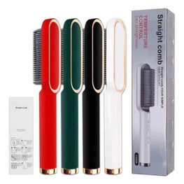 HQT-909 Hair Straightener Ceramic Heated Hair Brush | brush straightener | Ceramic Heated Hair | Hair styling | Hair Beauty Tool | Straight , curl different styling hair Ceramic Brush ( random color )