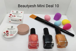 Beautyesh Mini Deal 10 of Makeup Bases , 5 Mini Blenders, Brush, and 3 Surprise Nail Polishes