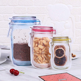 3 Pc Mason Jar Bags Food Nuts Candy Cookies Ziplock Bags Seal Kitchen Fresh Storage Organizer Bags