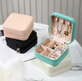 Travel Leather Pocket Jewellery Organizer  with Box (Mix/Random color)