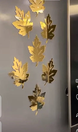 Acrylic mirror leaf Wall sticker (6 pec set)