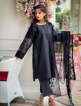 3 Pcs Beautiful Katan Silk Suit for women and young girls