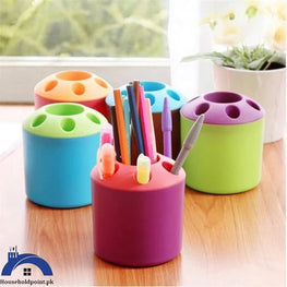 Pen Vase Pencil Holder Makeup Brush Holder Stationery Desk Tidy Container( Random Color )