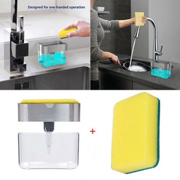 2-in-1 Multi-function Dishwashing Liquid Box Soap Pump Dispenser For Dish Soap And (without sponge) - Each