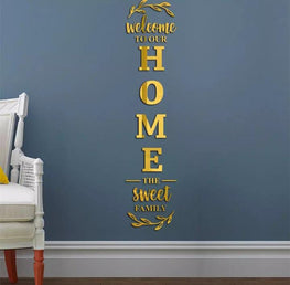 Welcome To Our Home The Sweet Family Mirror Quotes Wall Sticker Home Decor Living Room Acrylic Mirror Family Quotes Saying Decal (Size 150*33cm)