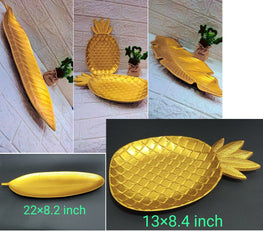 Nordic Decorative Trays Serving Shapes Pineapple Leaf Gold Jewelry Pallet Fruit Snacks Table Dishes Decoration Storage Organizer - Each