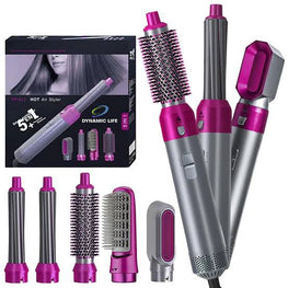 Hair Dryer Brush 5 in 1 Electric Blow Dryer Hair Comb Curling Wand Detachable Brush Kit Negative Ion Straightener Hair CurlerF