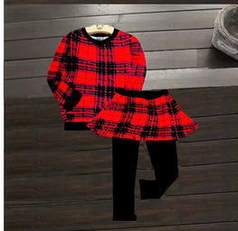 Girls Skirt with Shirt,dress for girls,Colors: Red/Black