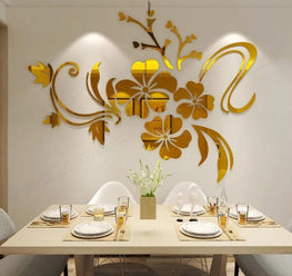 Flower Shape  Acrylic mirror wall stickers  (golden and silver color )  24×32 inch