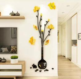 Black Vase and Yellow Flowers Wall stickers Wooden+ acrylic (18×44 inch)