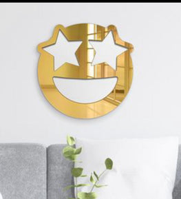 Star Struck Emoji Acrylic mirror wall stickers 15 inch size