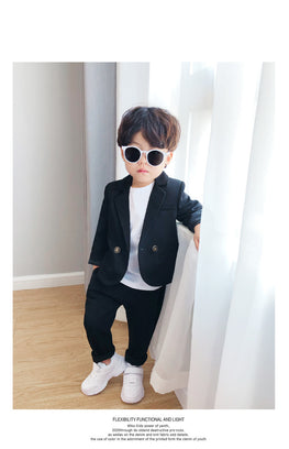 2 PCS NEW FORMAL COAT PANT FOR BOYS AND GIRLS FOR WINTER Colors: black+white