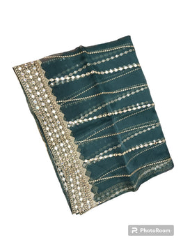 Organza Tissue Dupatta, 9mm Sequence Work for women's