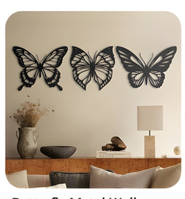 Butterfly wall decoration Wooden material  3pc set