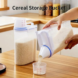 Container, Storage Container, Rice Storage Container, Dog Food, Cereal Containers, Storage Containers,  with Measuring Cup for Dry Food, Cereal and Flour