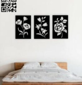 Flowers 3pec set Wall decorations