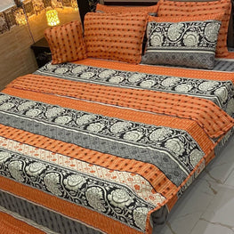 Set of 7pc Printed Bedsheets Comforter Set