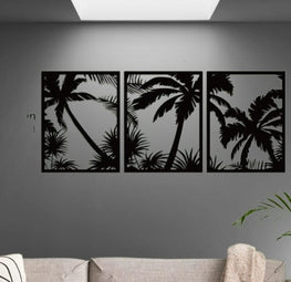 3 Frames Coconut Trees Wall Decoration