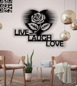 Live Laugh Love Sign Rose - Wooden Wall Decoration