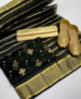 katan silk 3pc suit Embroidered Shirt organza Dupatta masoori  trouser (  frozy )