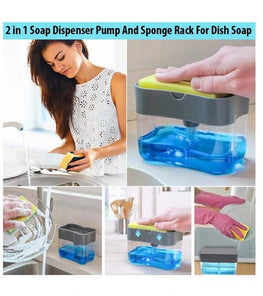 2-in-1 Multi-function Dishwashing Liquid Box Soap Pump Dispenser Sponge Holder For Dish Soap And Sponge Kitchen Clean Tool -