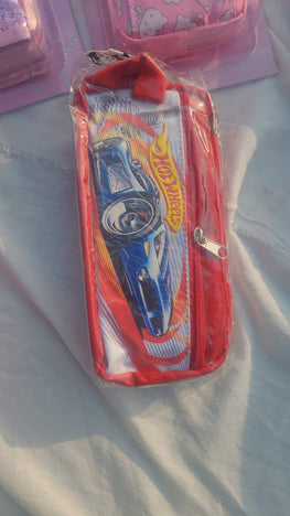 Hot Wheels Stationary Pouch - 3 Compartments Pencil Case for kids for School.