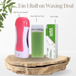 Roll On Wax 3 in 1 deal, Waxing Kit for Women, Waxing Kit for Sensitive Skin, Strawberry, Green Apple &amp; Lemon Roll On Wax Kit for Larger Areas of the Body, Roller Waxing Kit Hair Removal, at Home Waxing Kit for Women and Men