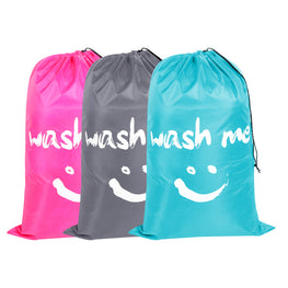 Nylon Laundry Bag Wash Travel Storage Pouch Machine Washable Dirty Clothes Organizer Wash Drawstring Bag (Random Colors)